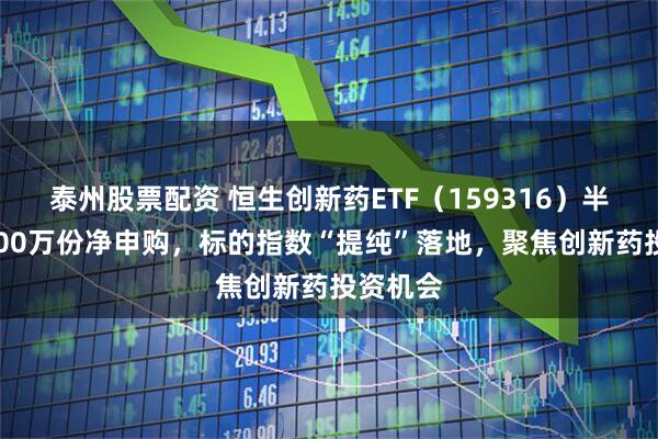 泰州股票配资 恒生创新药ETF（159316）半天获1000万份净申购，标的指数“提纯”落地，聚焦创新药投资机会