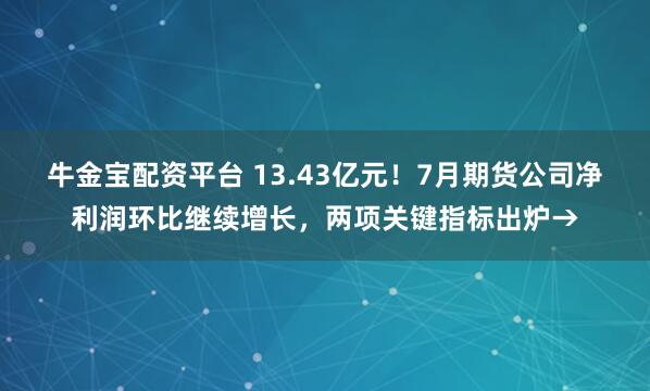 牛金宝配资平台 13.43亿元！7月期货公司净利润环比继续增长，两项关键指标出炉→